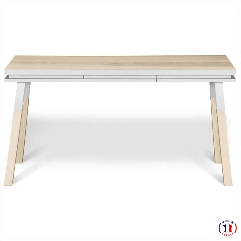 Bureau Console rectangulaire 140 cm, 100% frêne massif