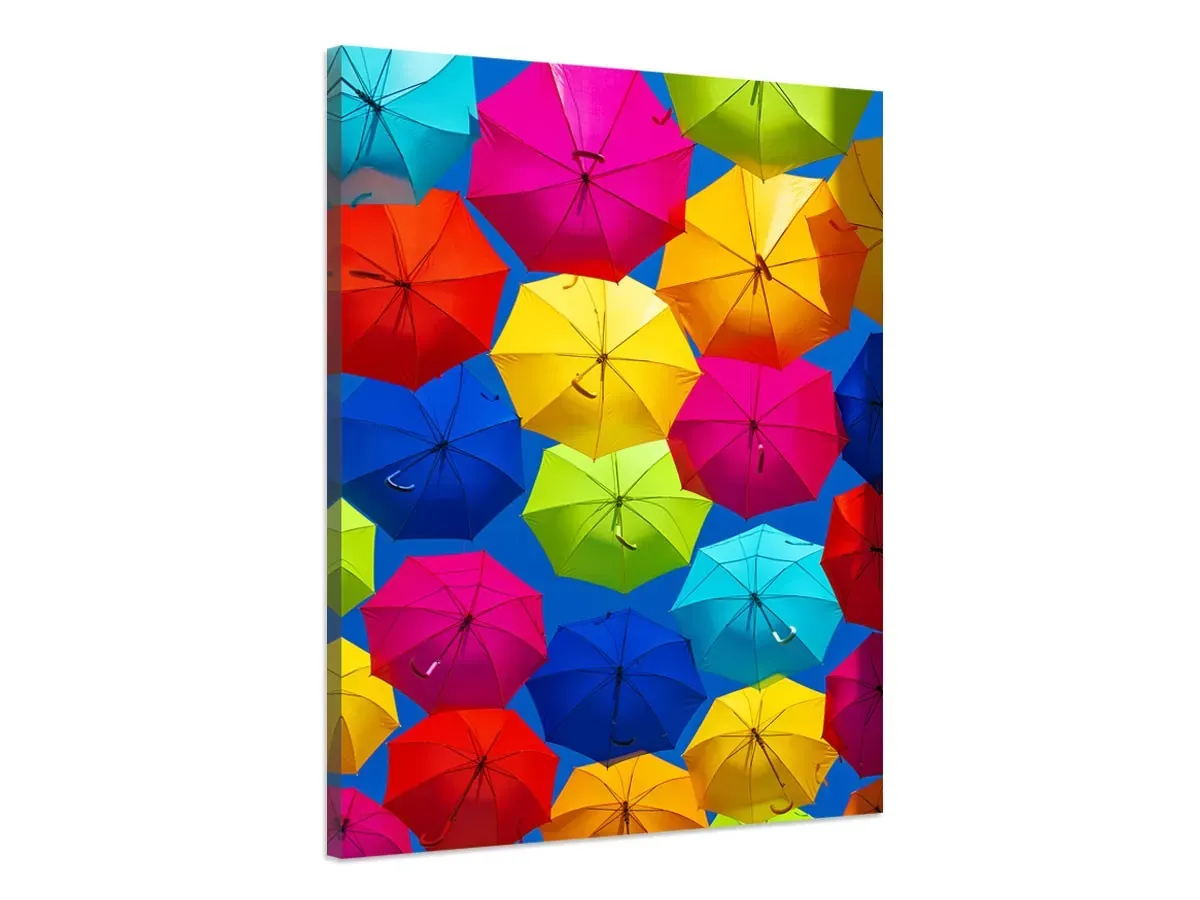 Tableau ciel de parapluies imprimé sur toile 80x120 cm