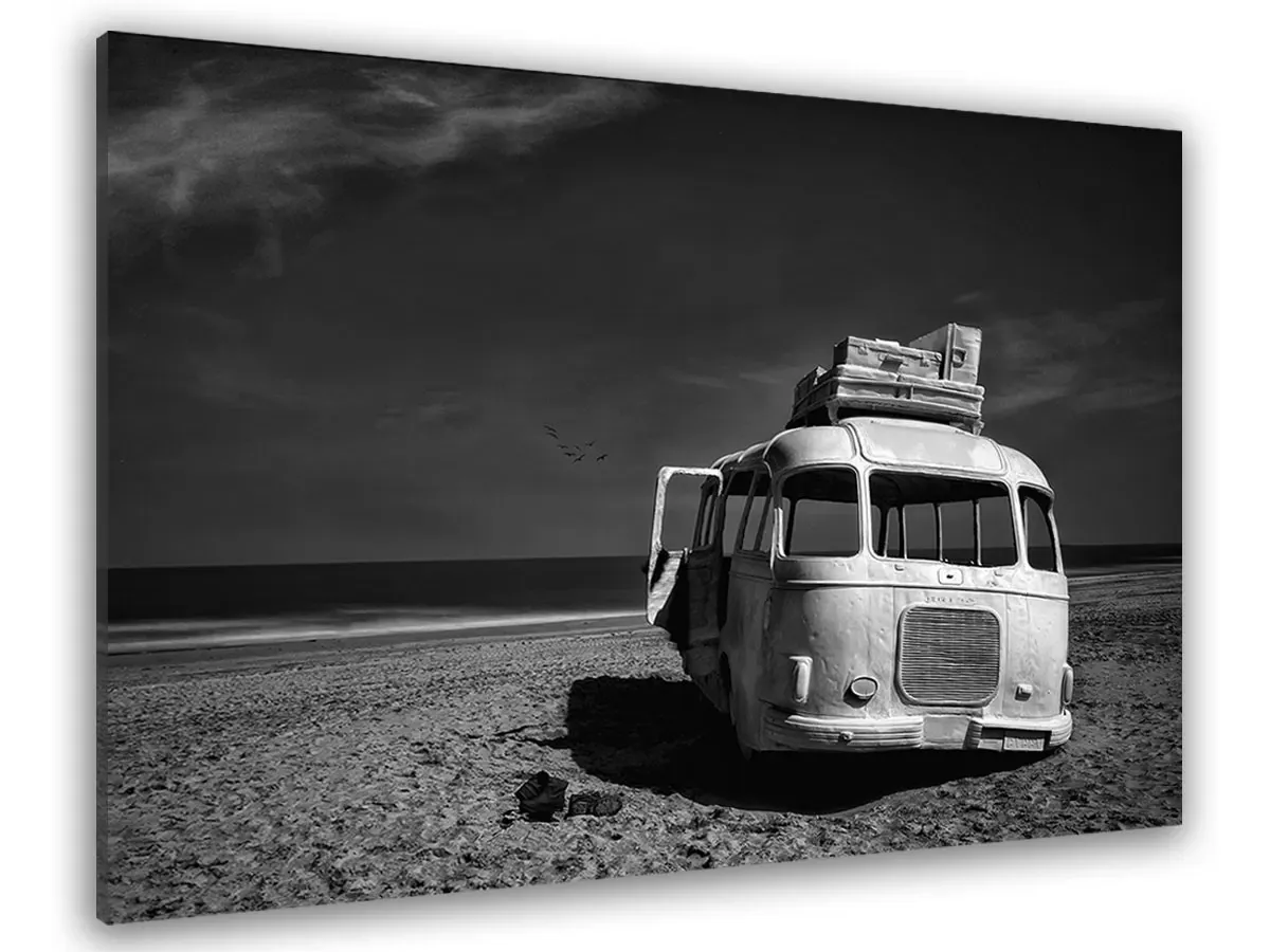 Tableau beached bus imprimé sur toile 60x40 cm
