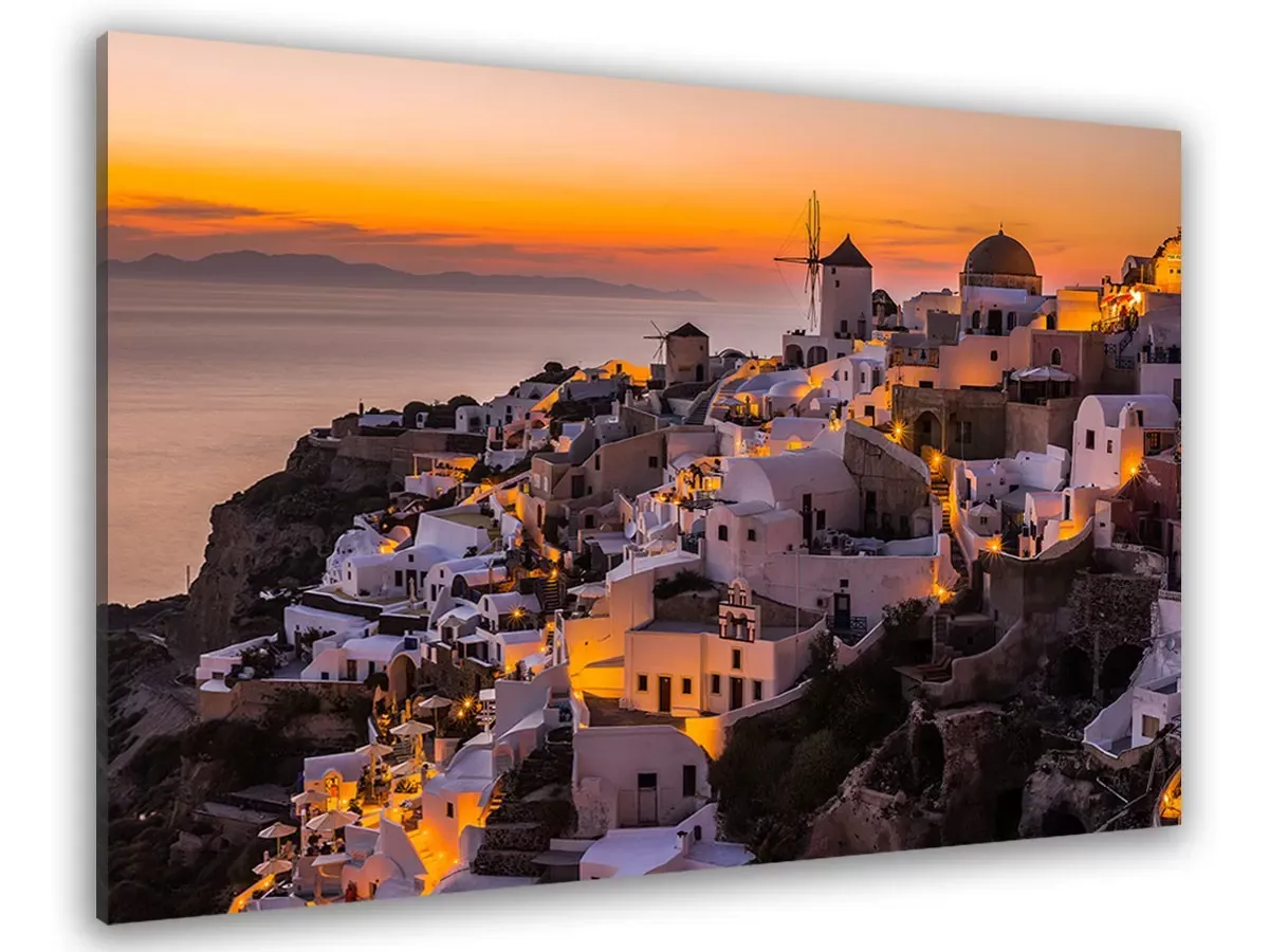 Tableau santorini by night toile imprimée 120x80 cm