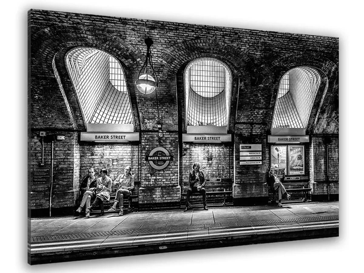 Tableau noir et blanc baker street imprimé sur toile 90x60 cm