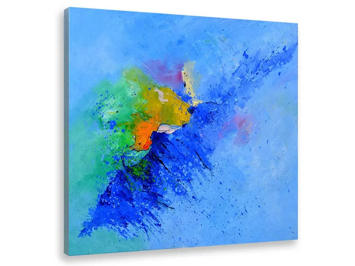 Tableau art abstrait vague de bleu imprimé sur toile 50x50 cm