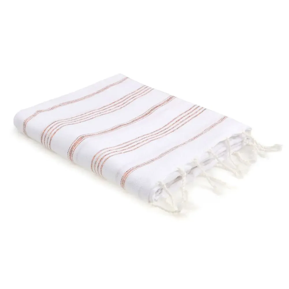 Fouta coton blanc & cuivre 100x200