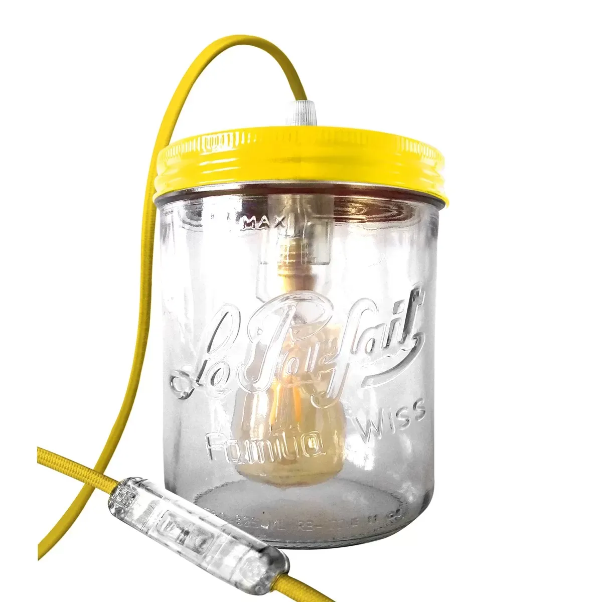 Lampe bocal en verre jaune