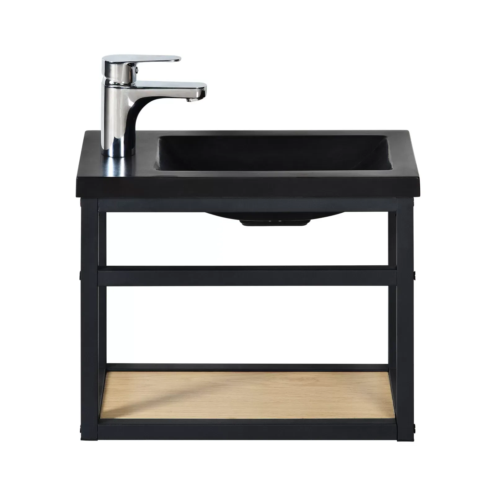 Meuble lave-mains gain de place avec vasque résine 40x32.5cm