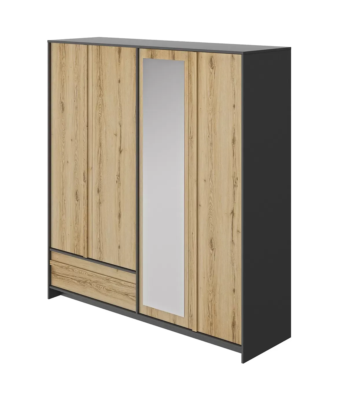 Armoire 4 portes effet bois et noir