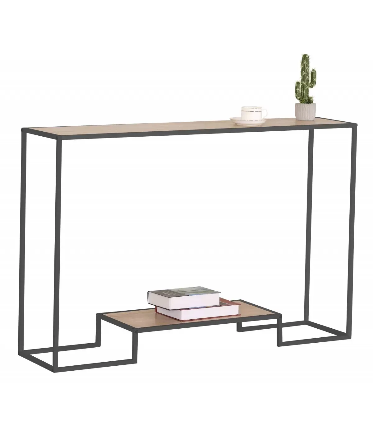 Console moderne 2 niveaux décor chêne L120cm
