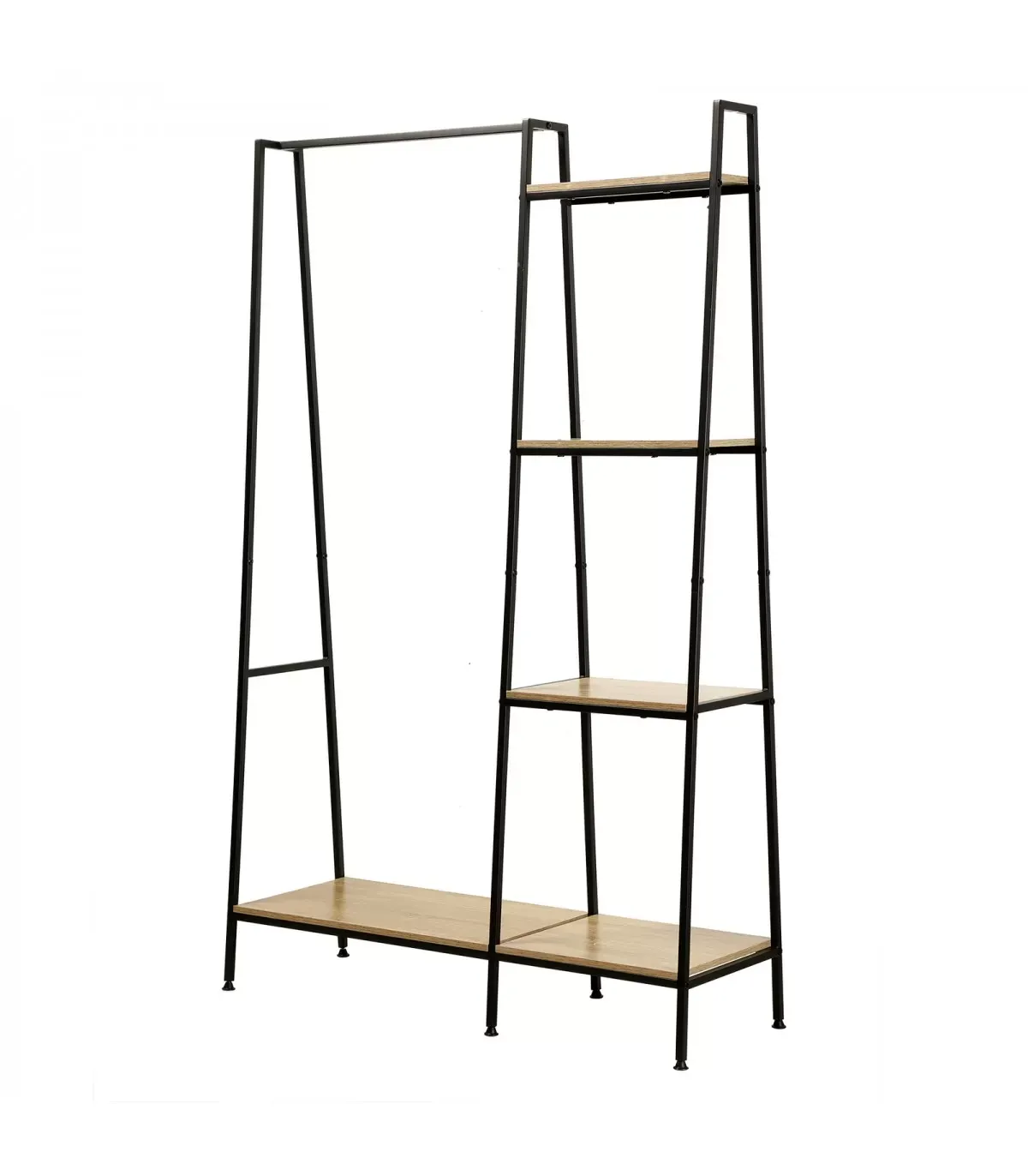 Penderie Industrielle 1 Tablette Basse avec 4 Étagères - Effet Bois