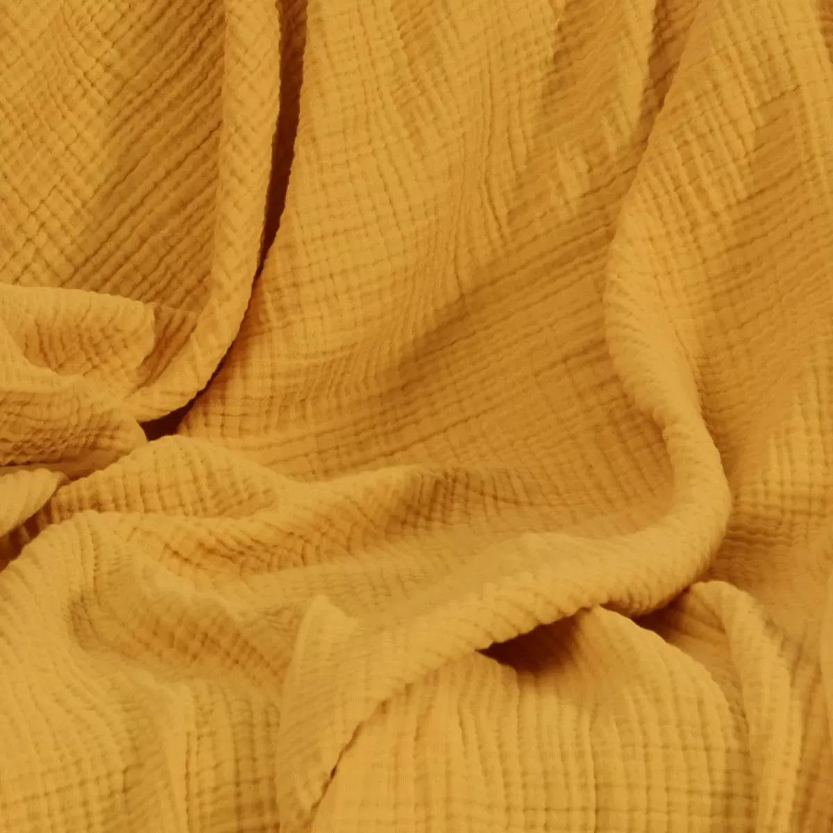 Plaid gansé en gaze de coton  miel 130x170 cm