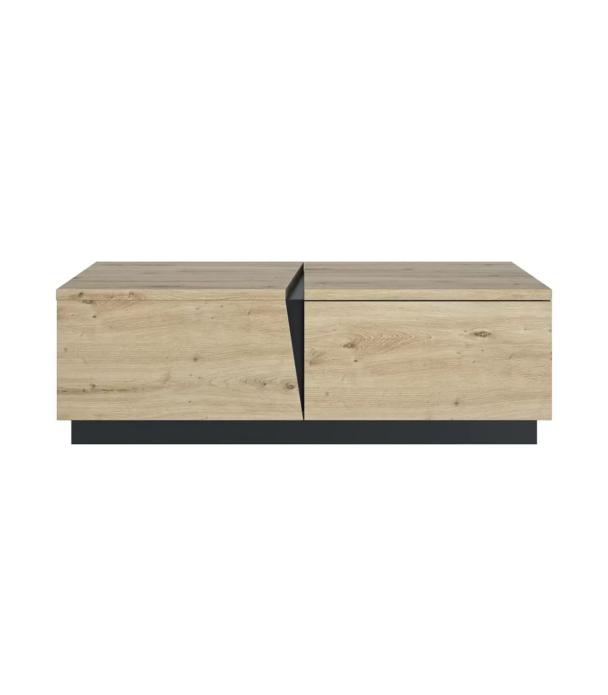 Table basse 1 Tiroir 1 Niche  L114 cm - Décor chêne et noir