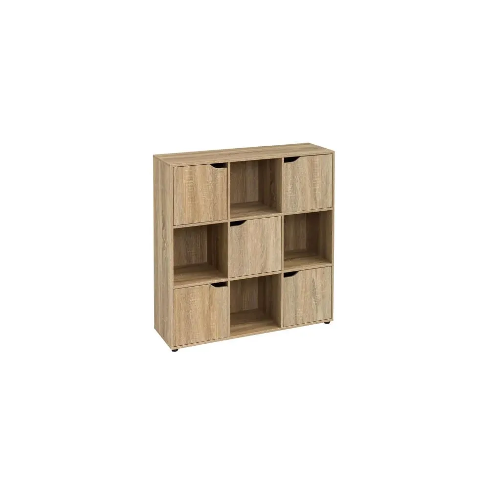 Étagère basse en bois MDF 9 casiers 5 portes façon console