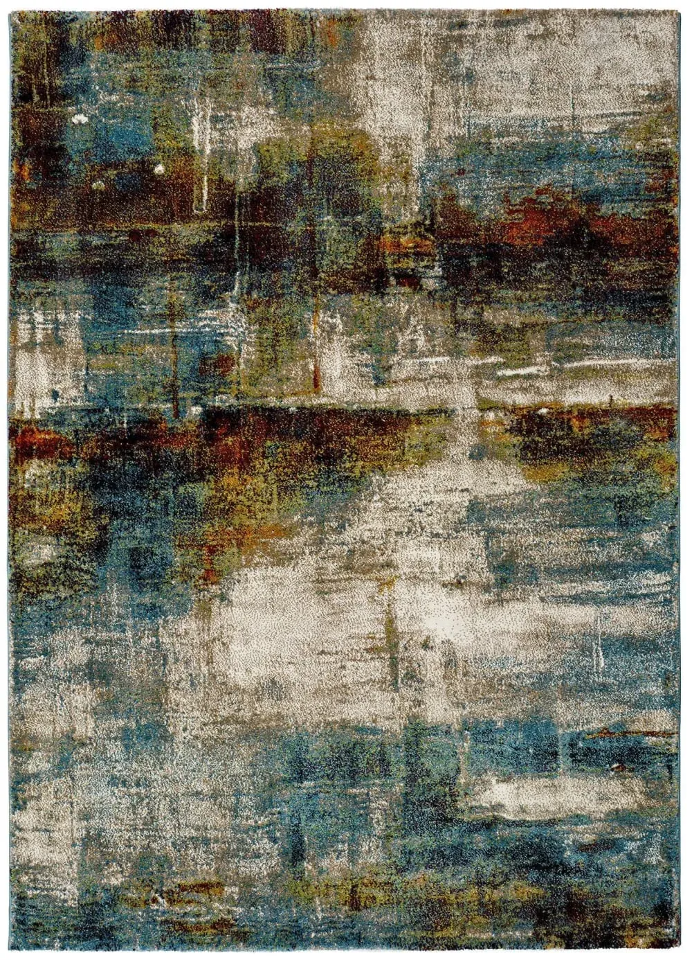 Tapis abstrait beige/bleu/rouille 140x200 cm