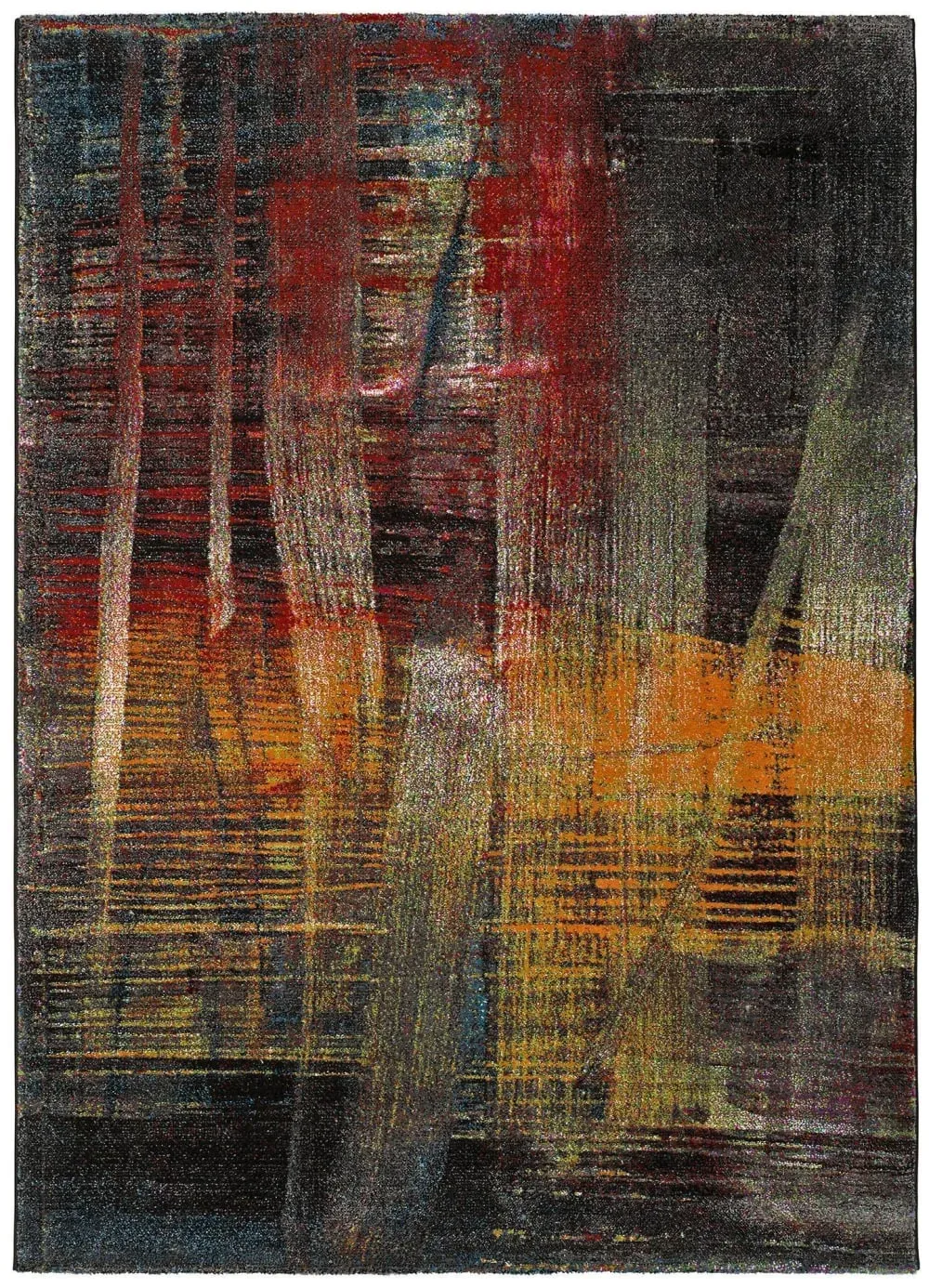 Tapis descente de lit gris/rouge/orange 60x120 cm