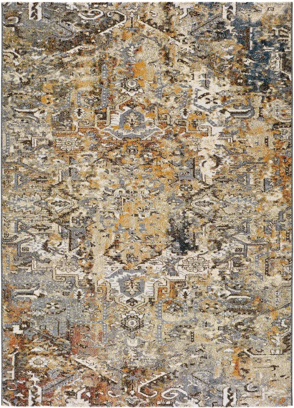 Tapis abstrait rouille/beige/gris 80x150 cm