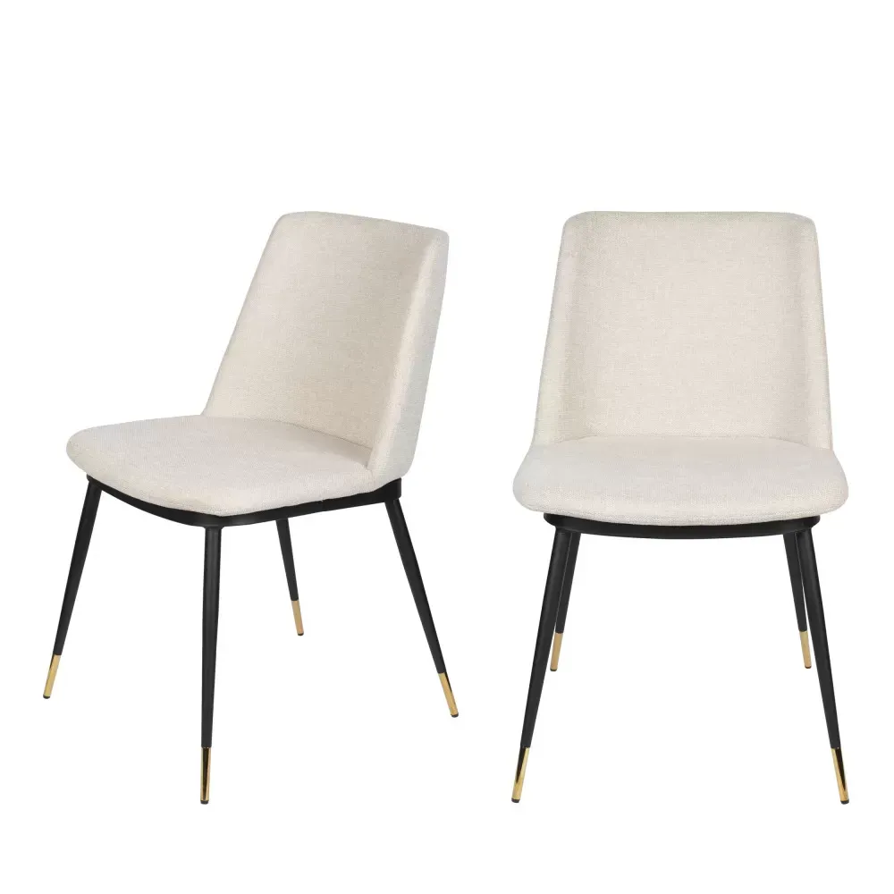 Lot de 2 chaises en tissu et métal - Beige