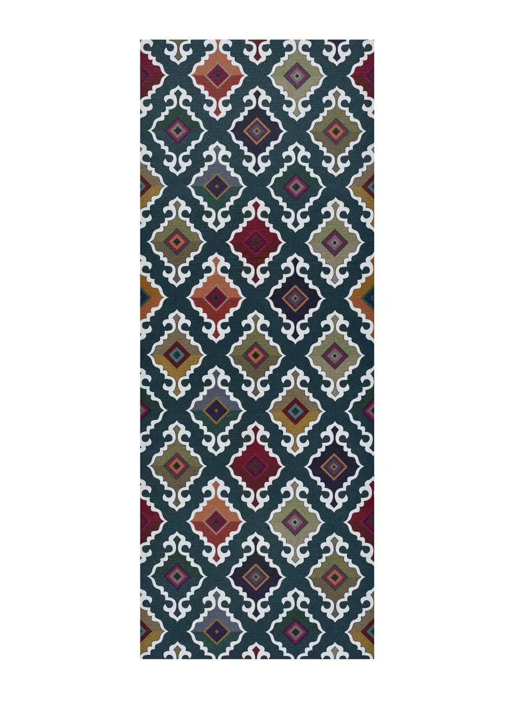 Tapis de cuisine lavable ethnique vert/multicolore 52x100 cm