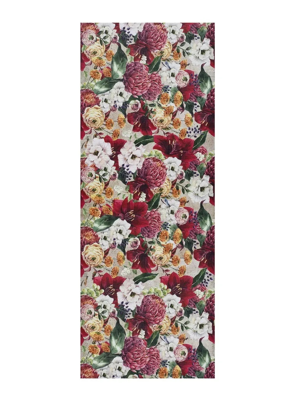 Tapis de cuisine lavable fleurs rouge/rose 52x100 cm