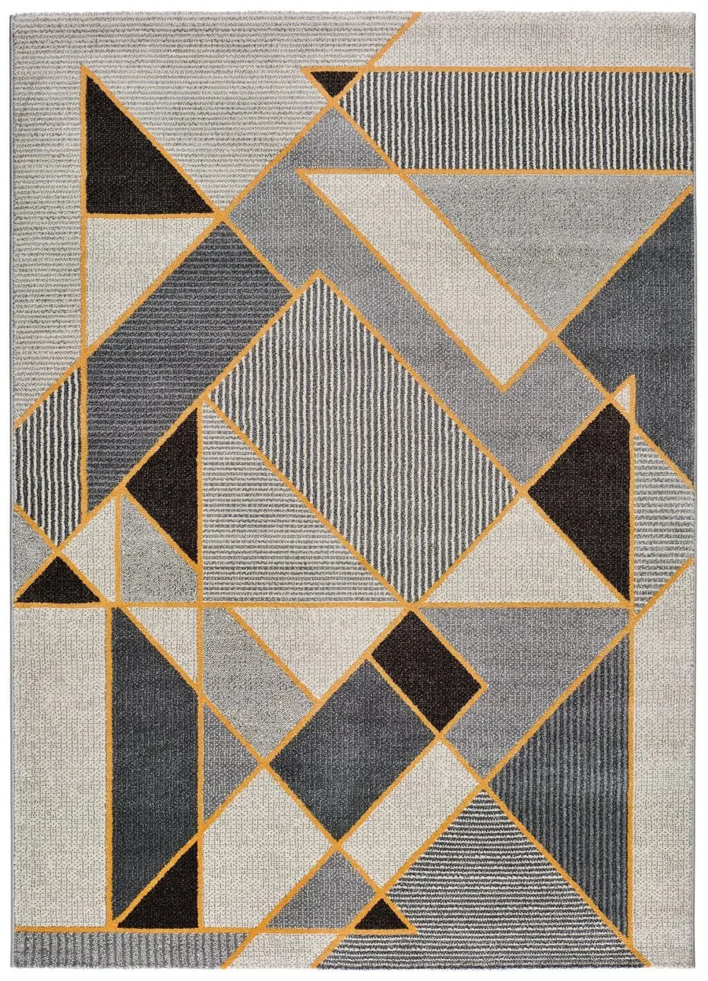 Tapis géométrique gris/noir/moutarde 160x230 cm
