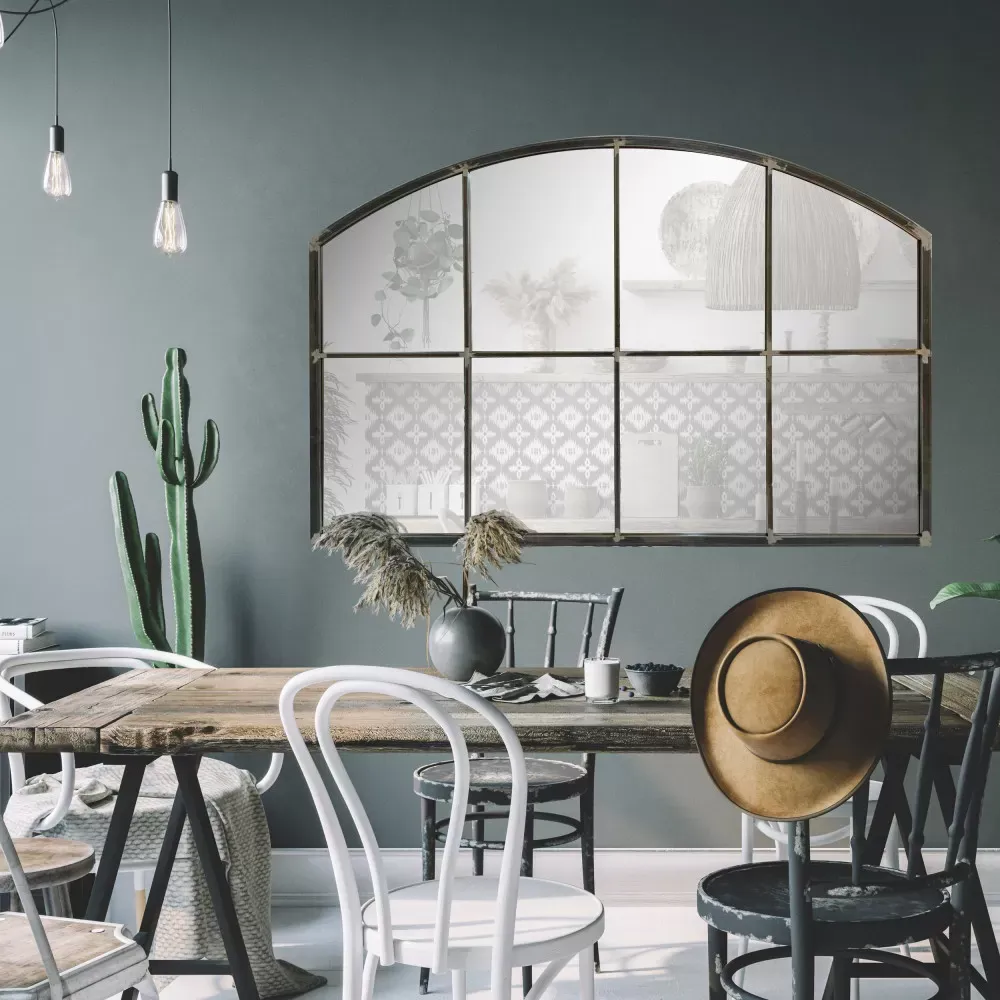 Miroir de style indus en arc 120x80cm - Noir