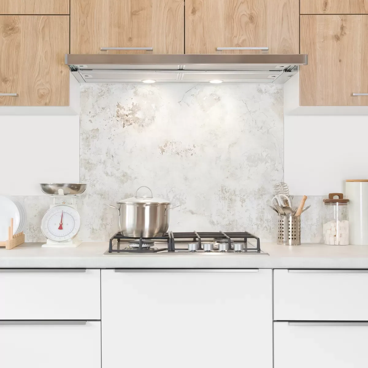 Crédence cuisine Fond de hotte ALU L90cmxH70cm Beige Indus