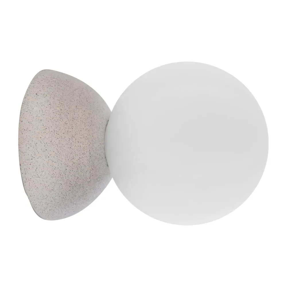 Applique béton gris avec globe opale blanc, culot G9
