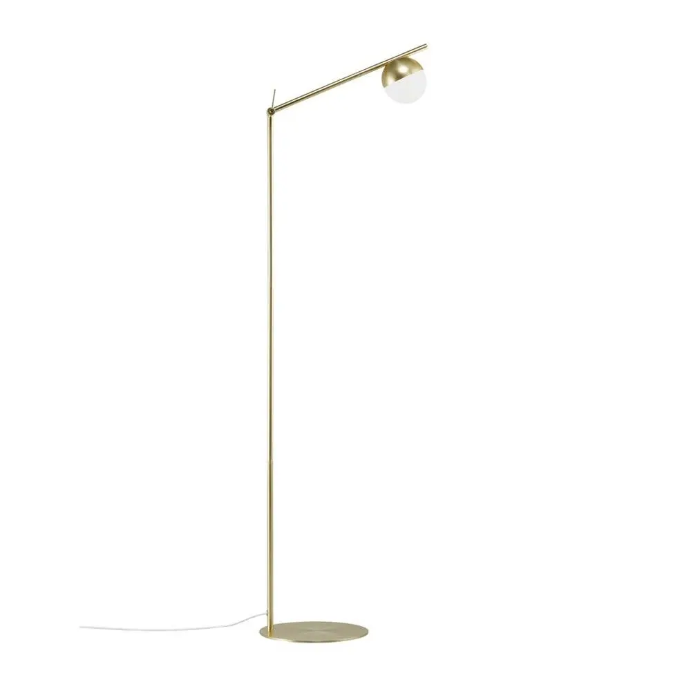 Lampadaire élégant en laiton avec abat-jour en verre opale