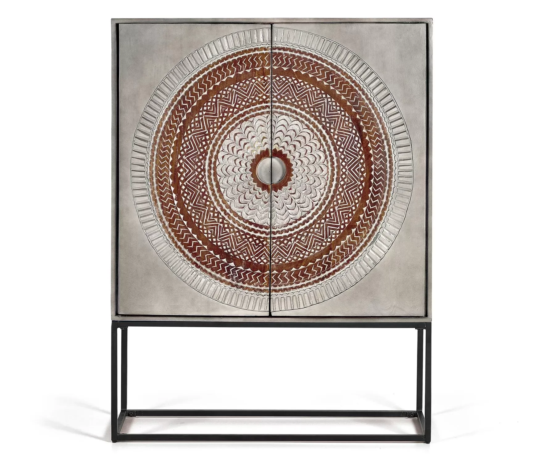 Buffet en manguier pieds métal gris et marron