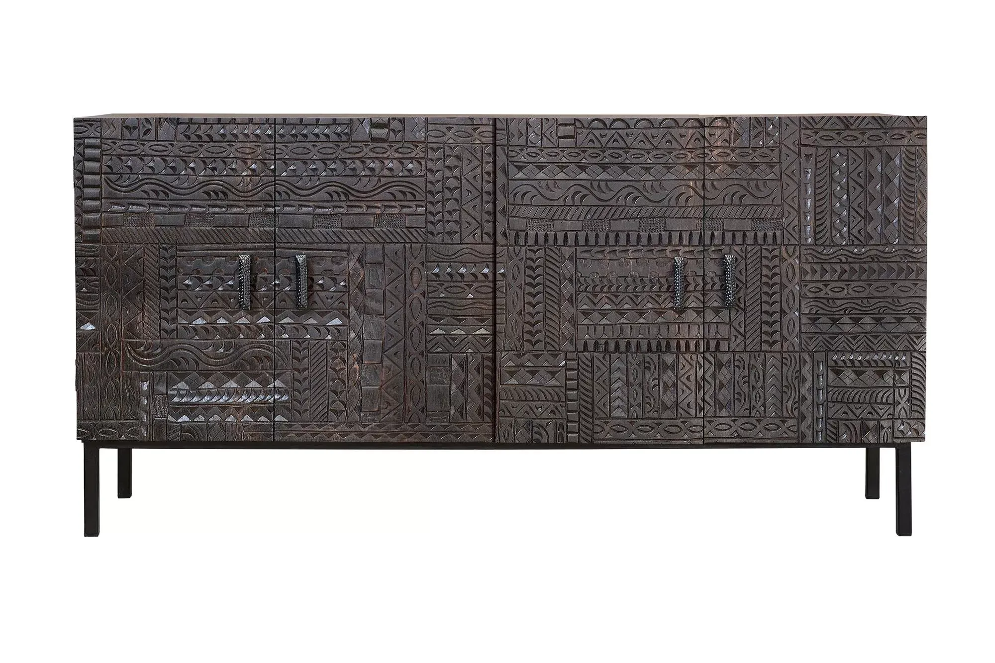 Buffet en bois de manguier et pieds en métal noyer foncé