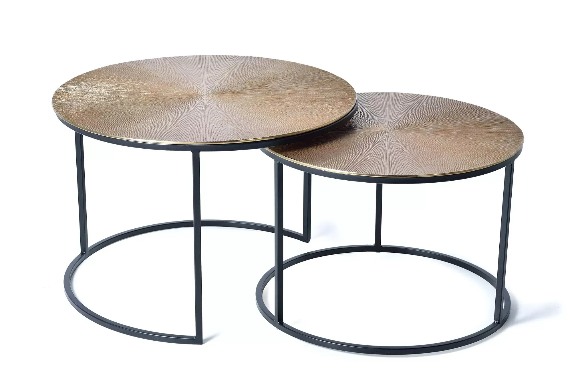 Table basse plateau bronze et pieds métal bronze