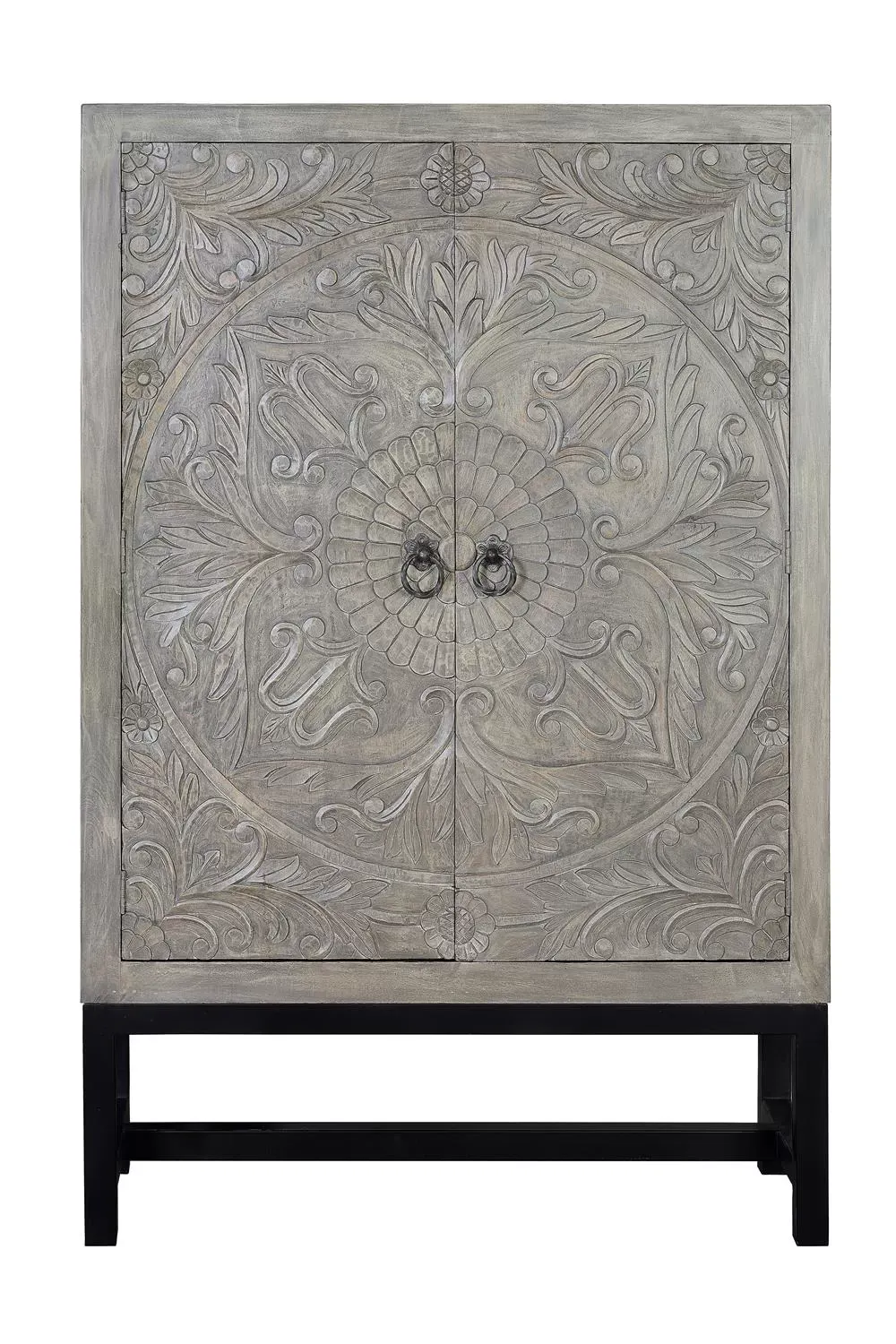 Armoire en manguier et pieds en métal gris vieilli