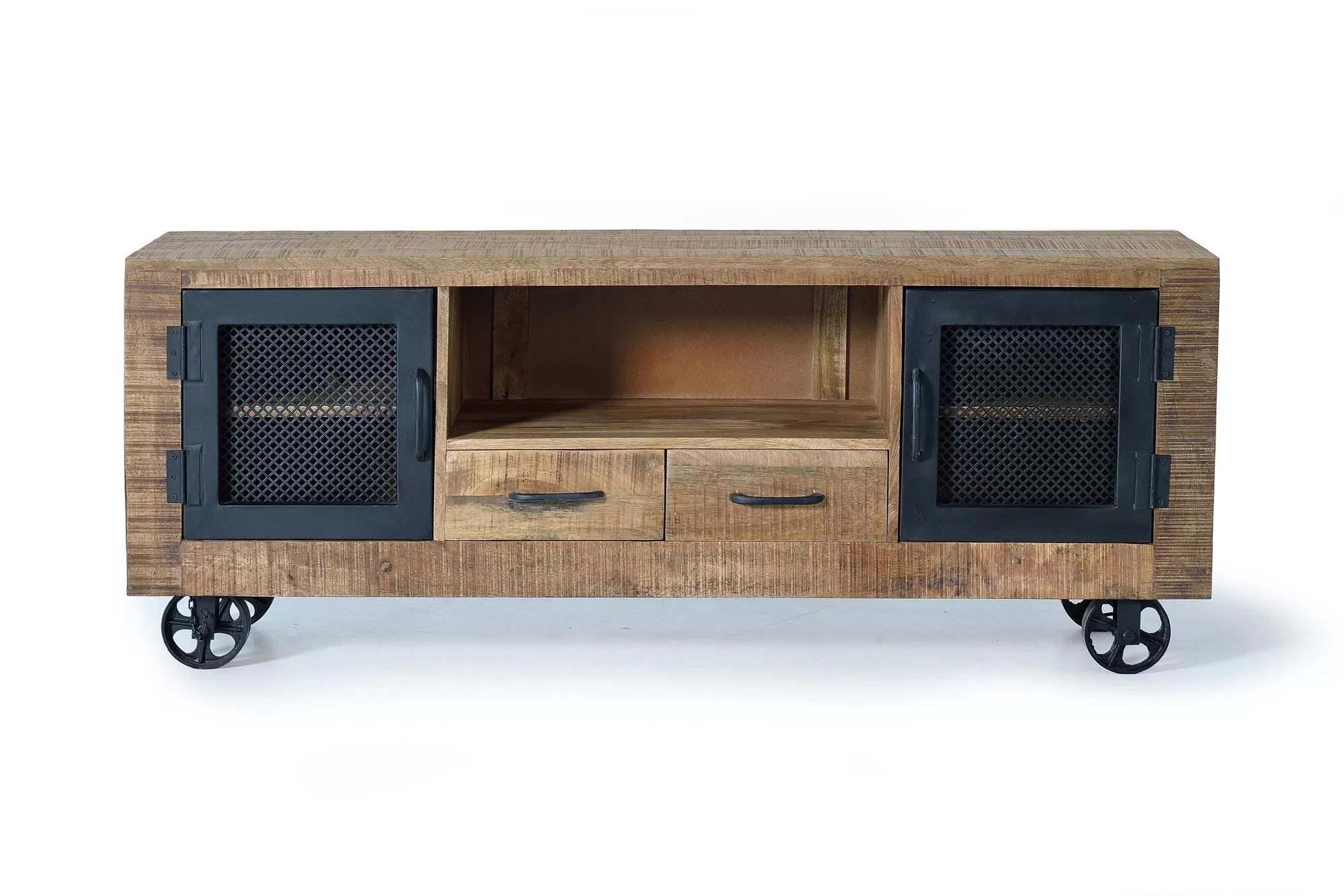 Meuble TV en bois de manguier et métal naturel