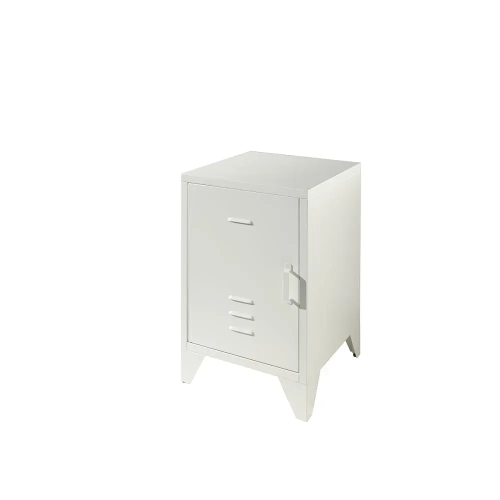 Vipack Chevet en métal Bronxx 1 porte 1 etagere 60x40x40cm Blanc Mat