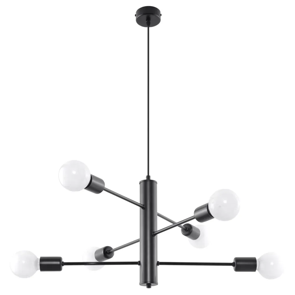 Lustre acier noir H 85 cm