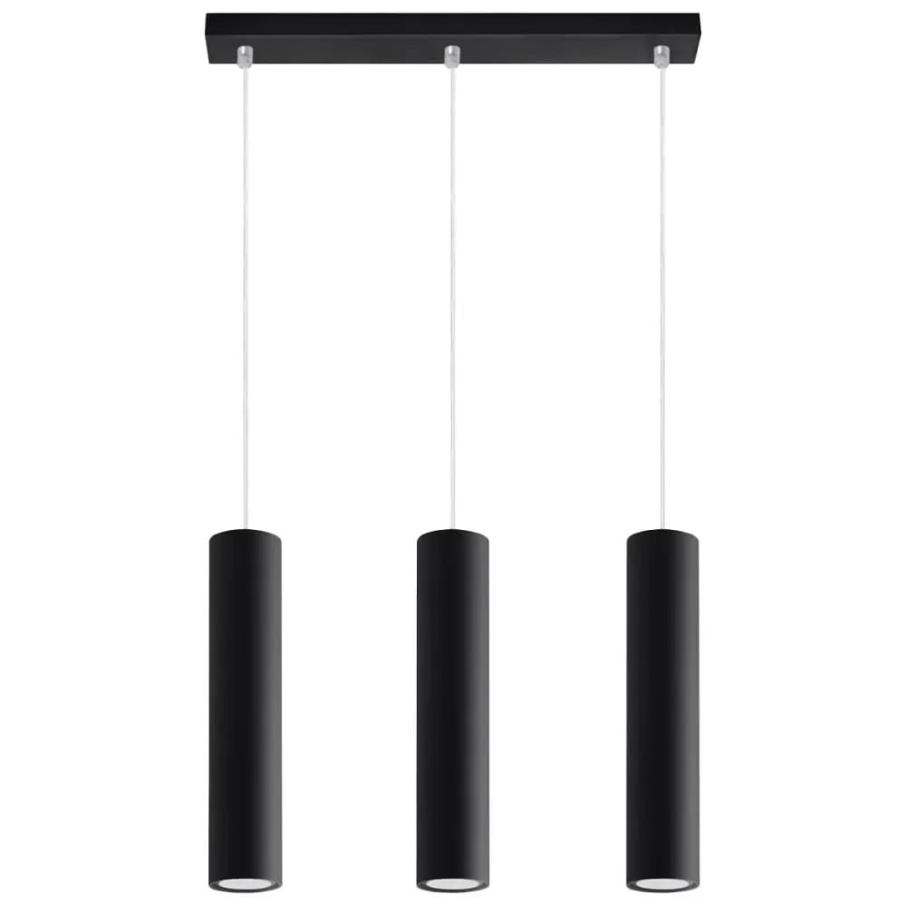 Lampe suspendue acier noir H 90 cm