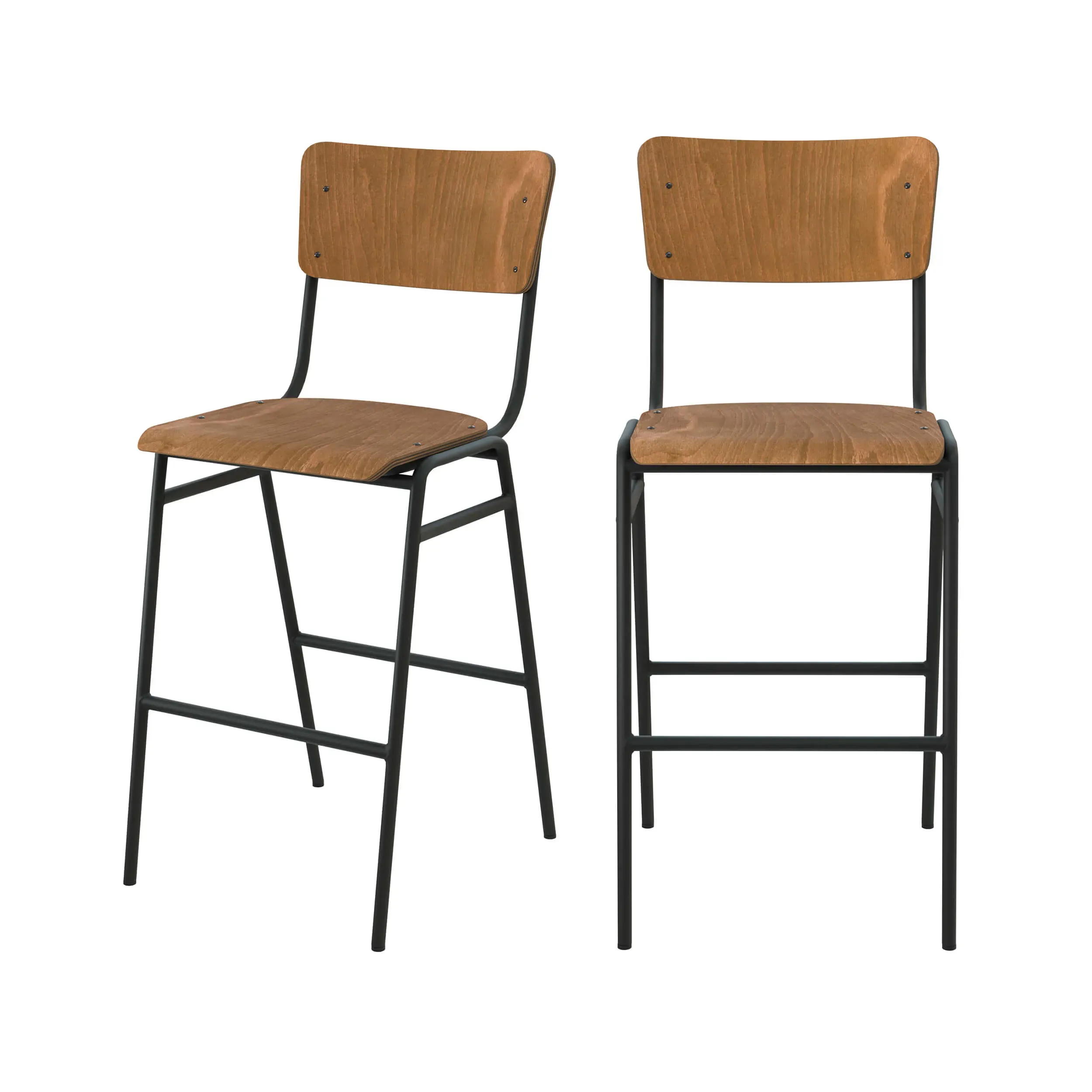 Lot de 2 chaises pour îlot central 66 cm en bois foncé