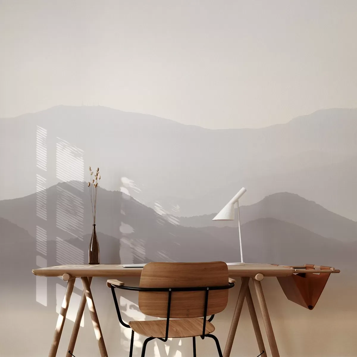 Papier peint panoramique misty mountains beige 340x250cm
