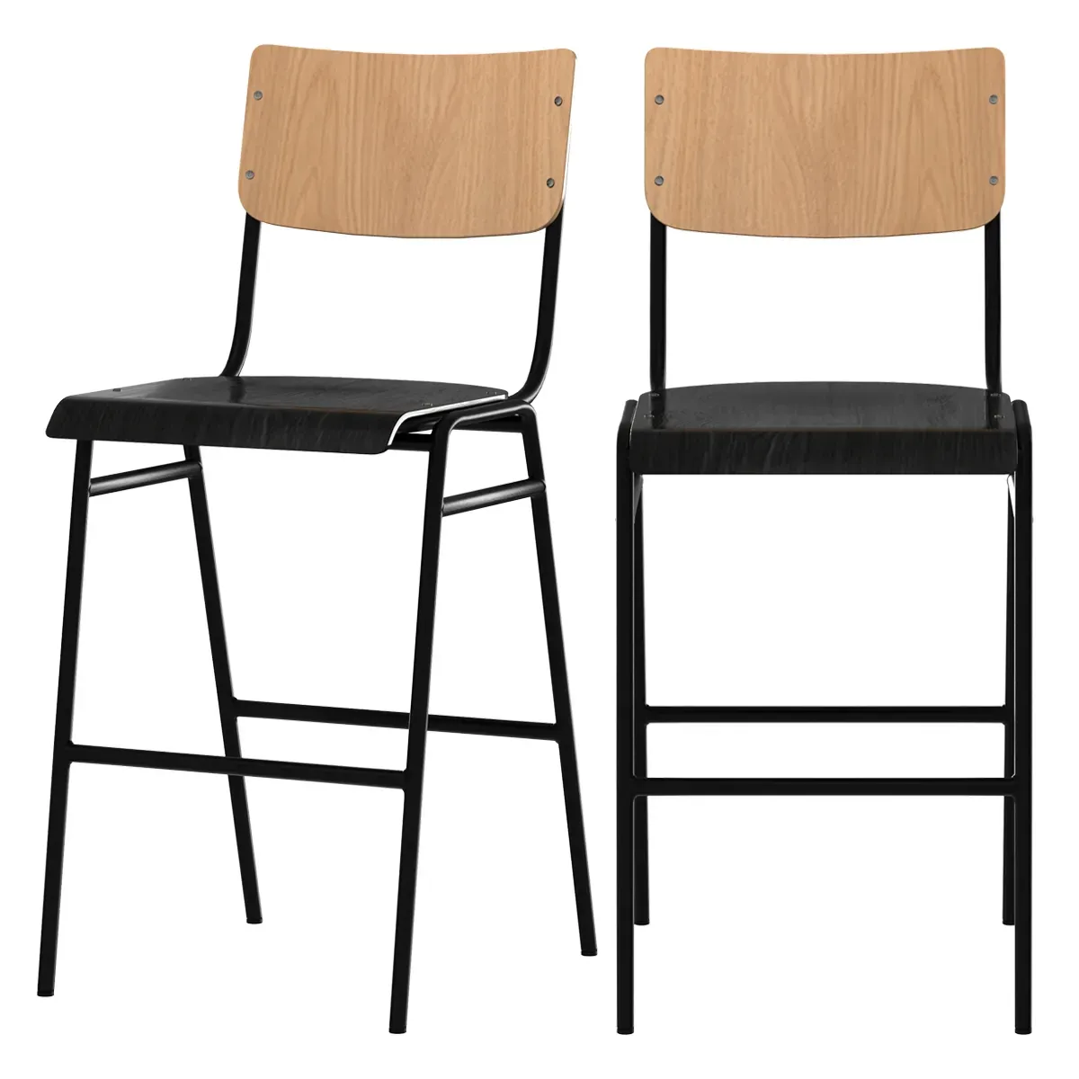 Lot de 2 chaises pour îlot central 66 cm en bois clair et noir