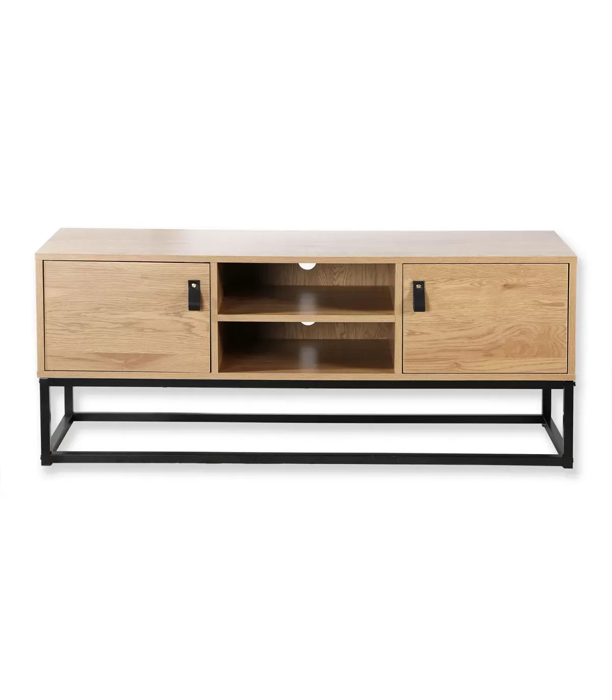 Meuble TV Décor Chêne 2 Portes 2 Niches - L120 cm