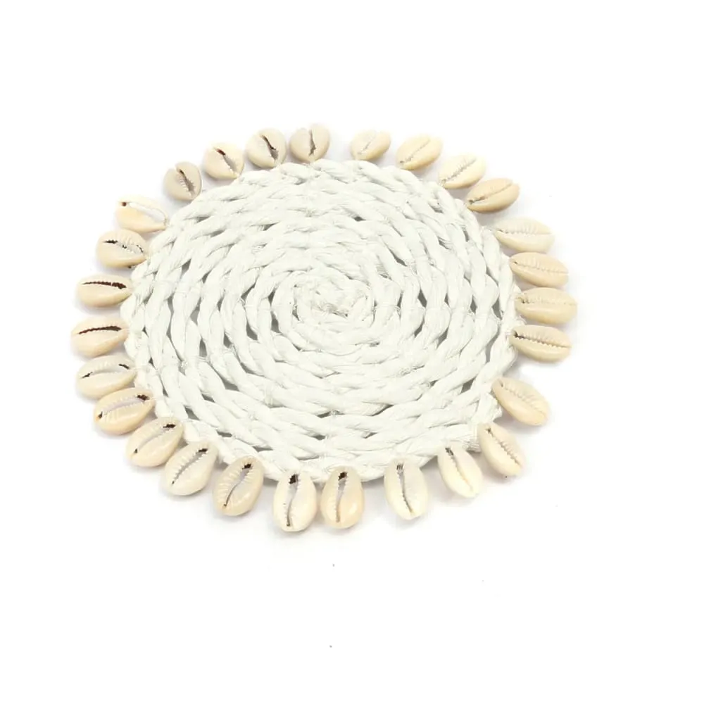 Dessous de verre herbe de mer blanc 12x12x1cm