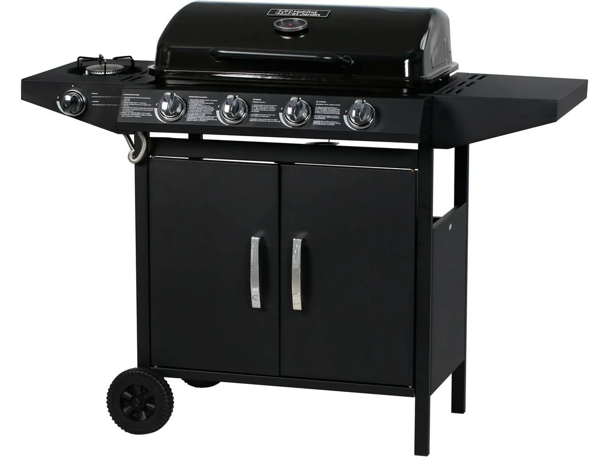 Barbecue gaz ''festa 5'' - 5 brûleurs dont 1 latéral - 12.9 kw- noir