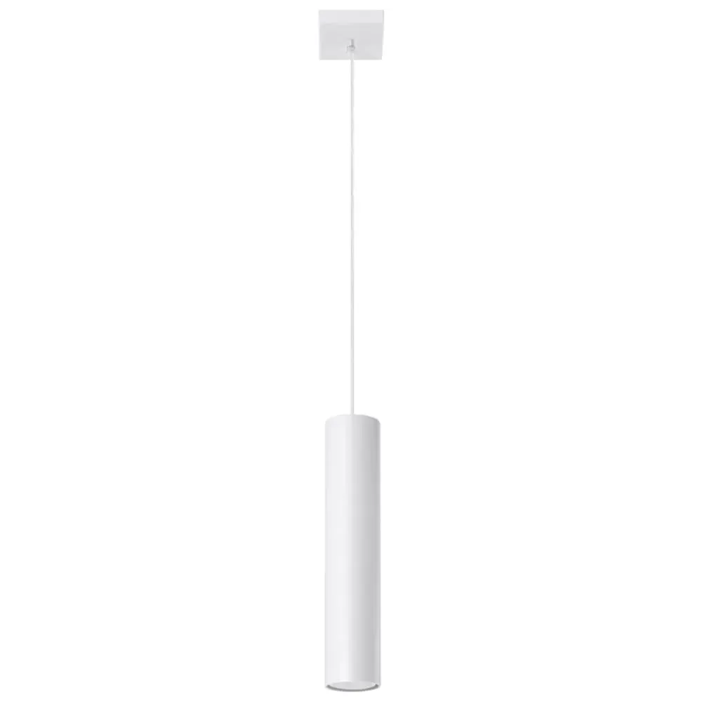 Lampe suspendue acier blanc H 100 cm