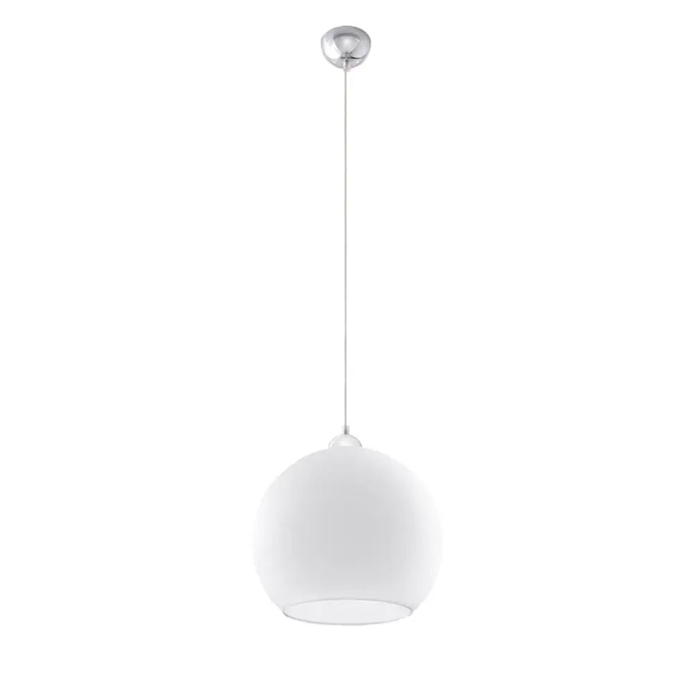 Lampe suspendue acier/verre blanc H 120 cm
