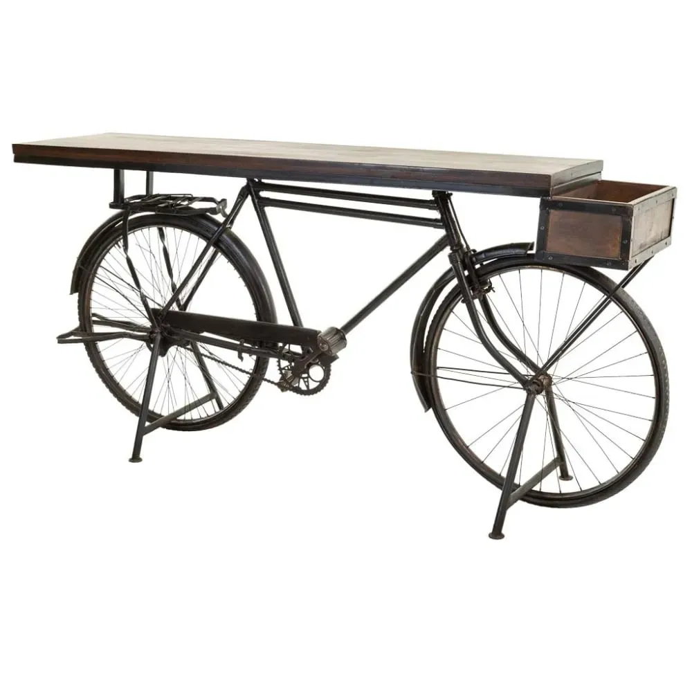 Porte-vélo en bois et métal noir 198x50x90h