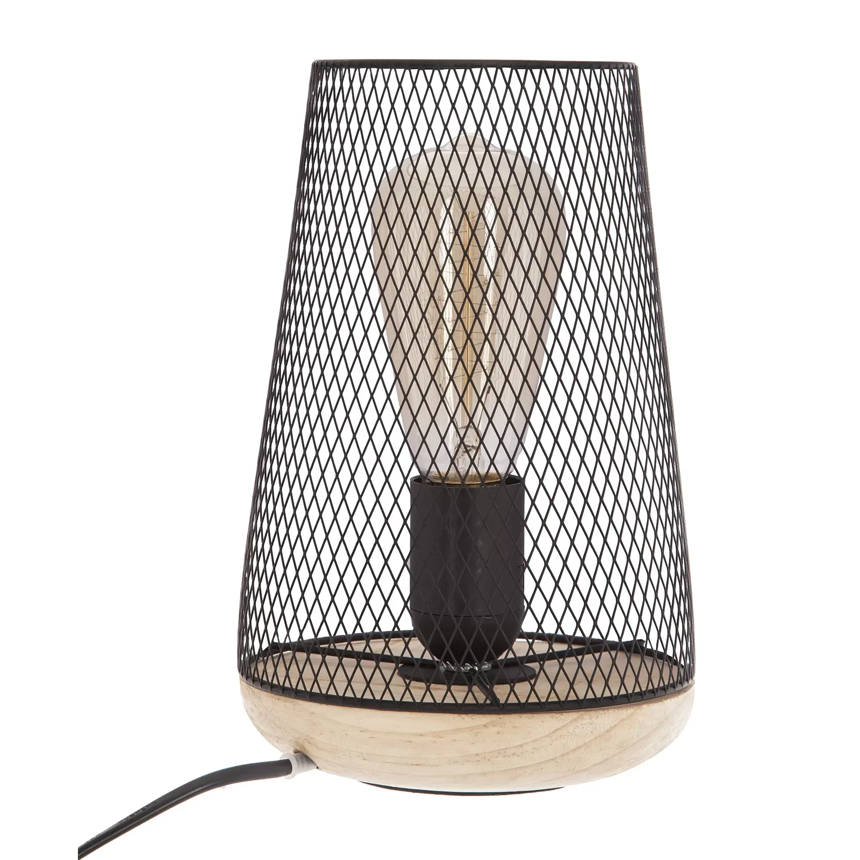 Lampe en métal et bois noir