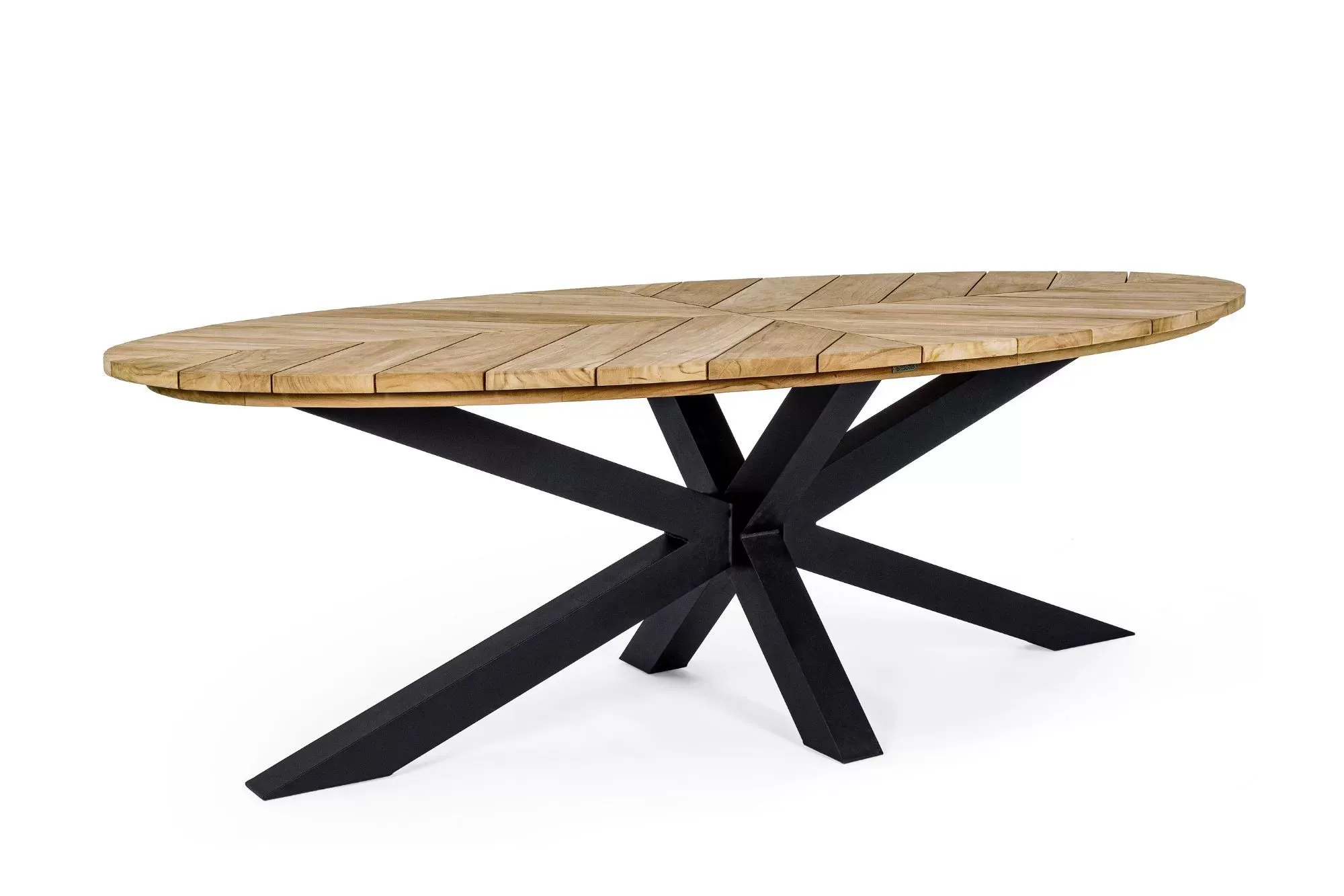 Table de jardin ovale en teck et métal L240 noir