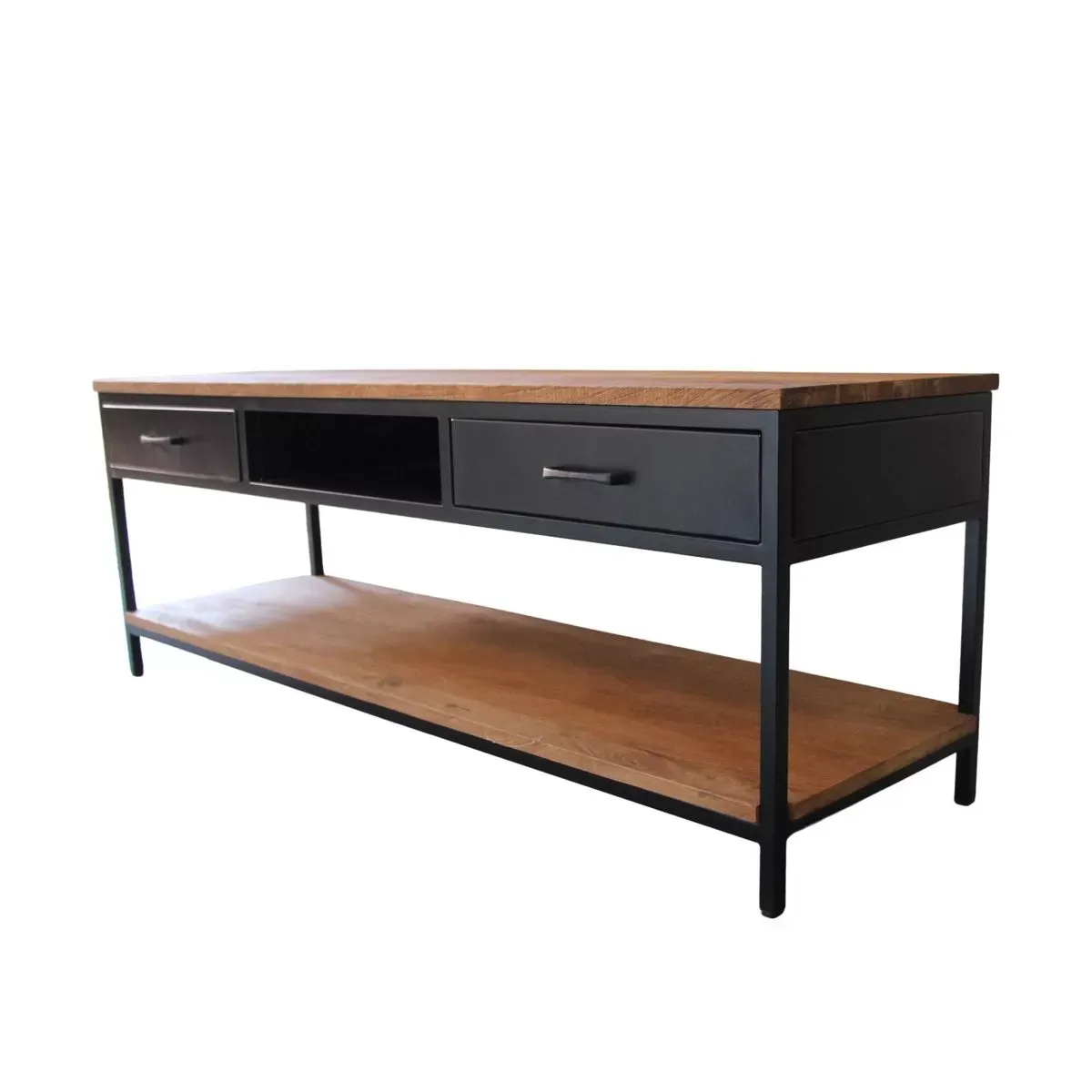 Meuble TV métal et manguier 2 tiroirs