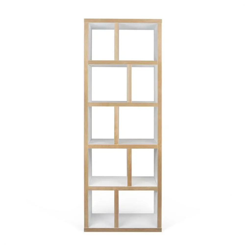 Bibliothèque effet bois blanc laqué et multiplis