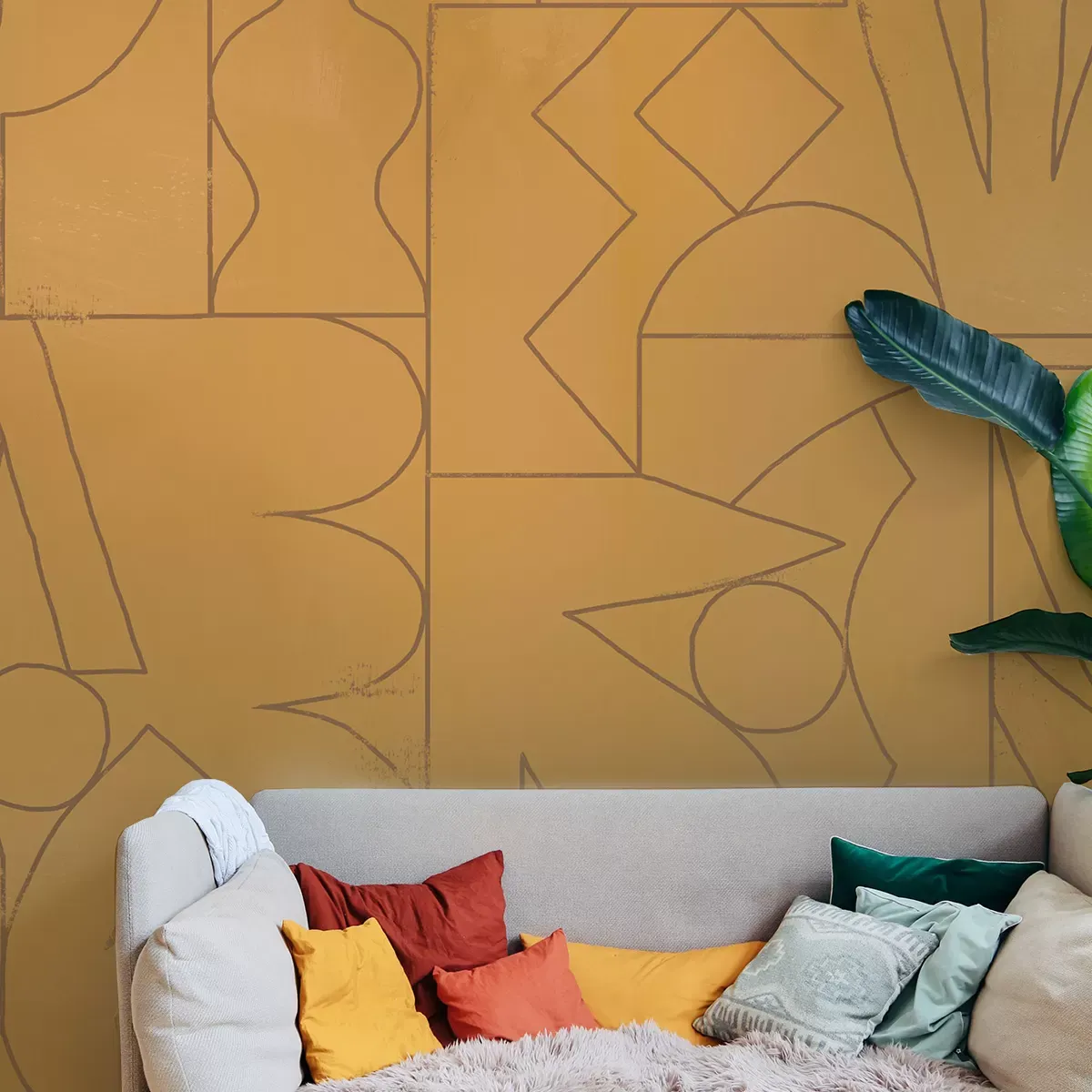 Papier peint panoramique fragments jaune 510x250cm