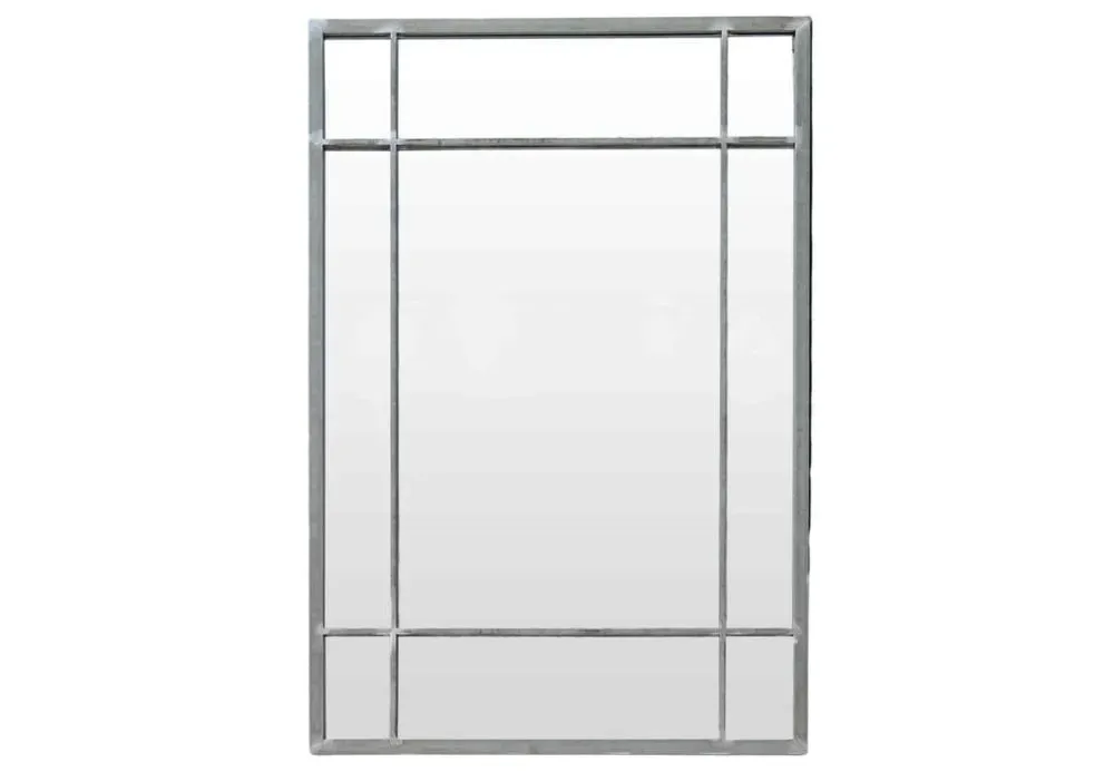 Miroir Art Déco en métal finition zinc - 130 x 90 cm - Wallis