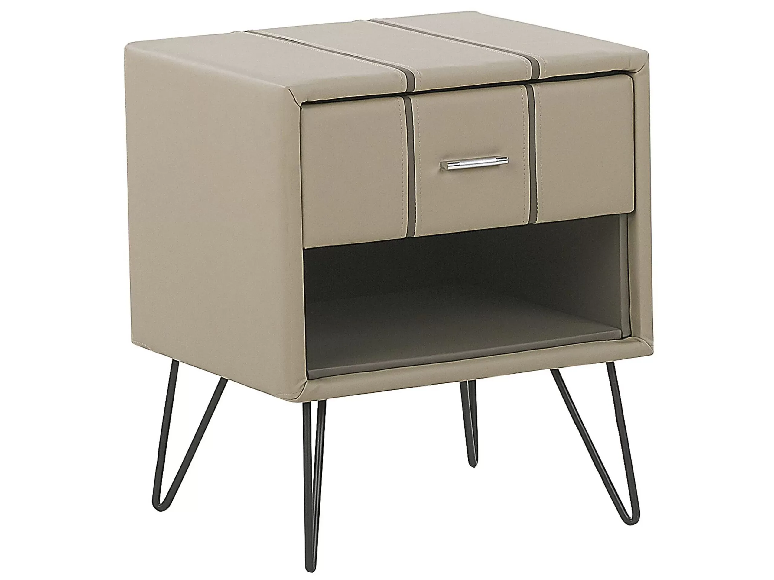 Table de chevet cuir pu beige